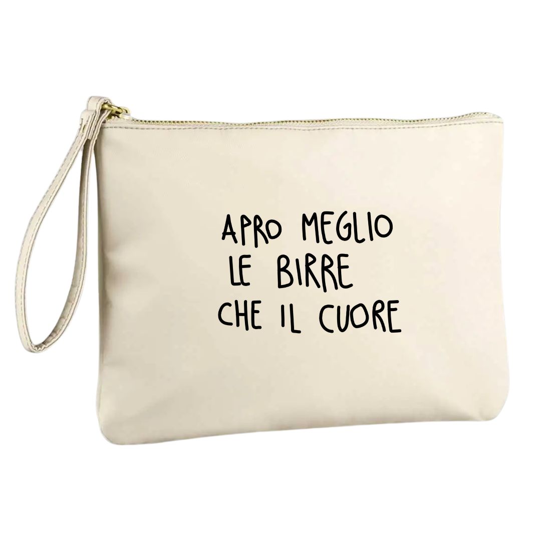 Apro Meglio Le Birre Che Il Cuore - Pochette Nylon Beige