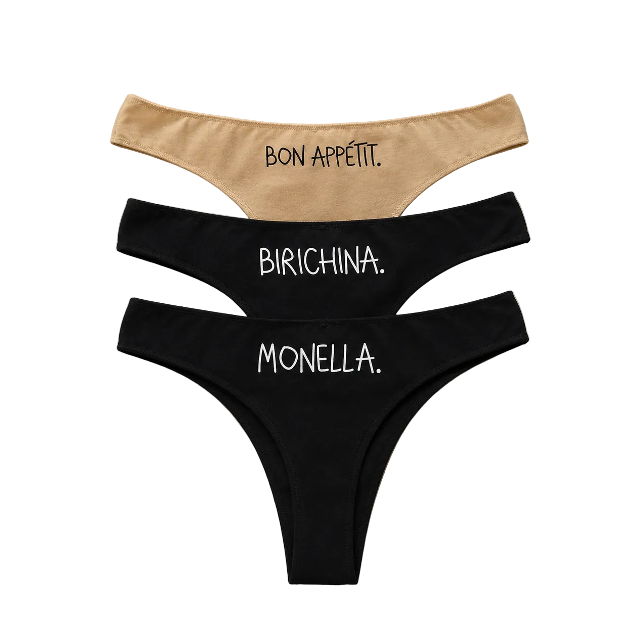Tanga Pack Nero/Carne 3 pz.